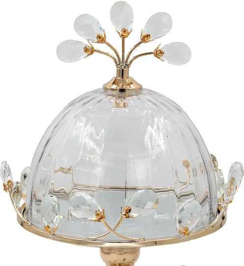 Keskor Kuchenteller Glas mit Deckel Gold 24x24x40cm