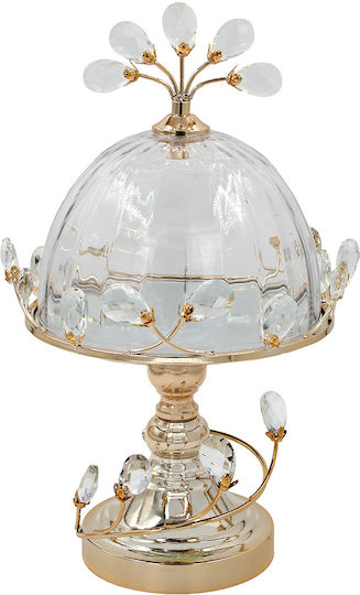 Keskor Тортиерa Стъклена С Капачка Златиста 24x24x40см