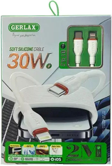 Gerlax USB-C към Lightning кабел 30W Бял 2м