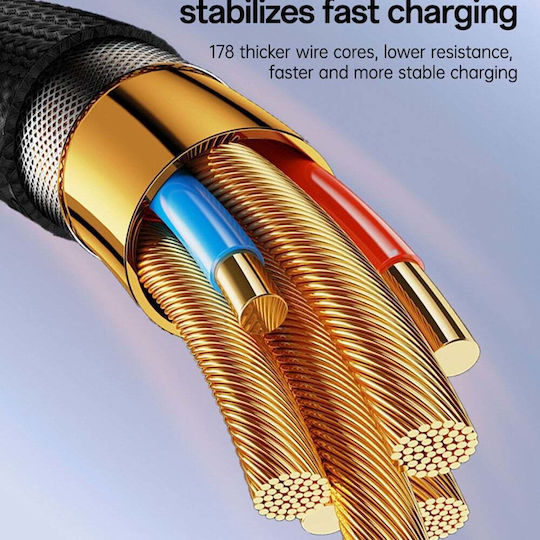 Yesido Braided USB-C To Lightning Cable 27W Black 1.2m
