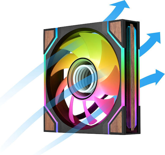 Swafan 120 EX Infinity Case Fan (2000rpm / 58.13cfm) with ARGB Lighting 3pcs Wood Edition