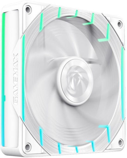 GameMax Tornado T12 Argb-rw Reverse Blade Case Fan 120mm (2200rpm / 66.89cfm) με ARGB Φωτισμό και Σύνδεση 4-Pin PWM Λευκό