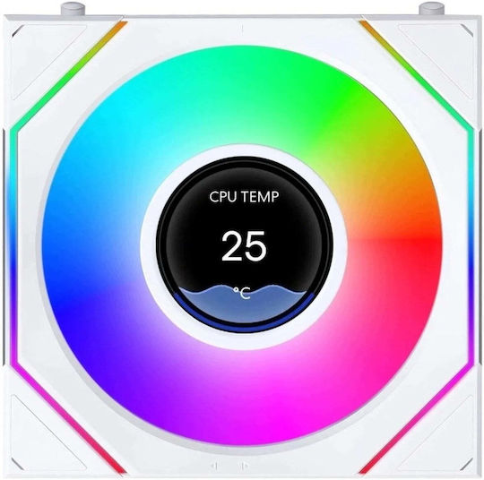 Lian Li UNI FAN SL-INF LCD FLEX Reverse Blade Case Fan 120mm (1950rpm) με ARGB Φωτισμό και Σύνδεση 3-Pin / 9-Pin Λευκό