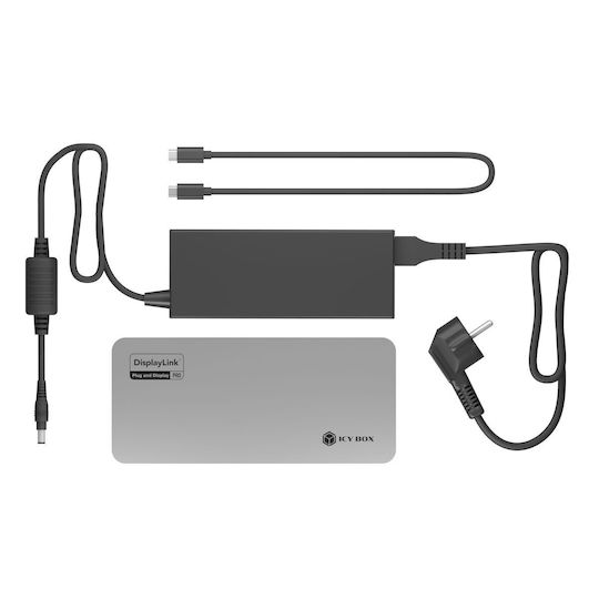 Icy Box Diamond Dock 7402 Dock / USB-C Docking Station με HDMI 4K Ethernet Μαύρο