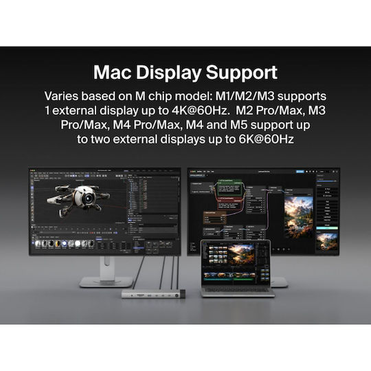 Belkin Докинг станция Connect Thunderbolt 5 с HDMI/DisplayPort 4K PD Ethernet и свързване на 2 монитора