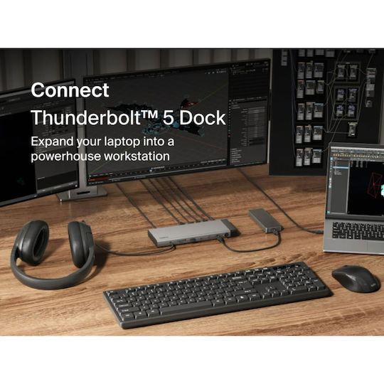 Belkin Докинг станция Connect Thunderbolt 5 с HDMI/DisplayPort 4K PD Ethernet и свързване на 2 монитора
