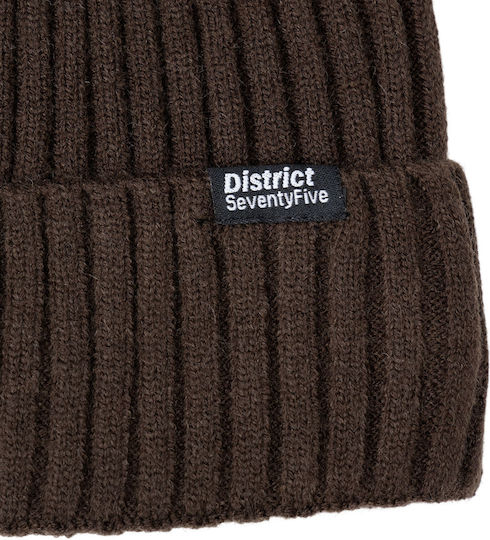 Men's Beanie Hat with Rib Knitting in Ecru Colour