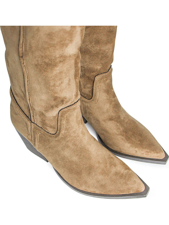 Damenstiefel Cowboy mit Mittelabsatz Braun