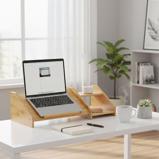 Relaxdays Bamboo Stand for Laptop Beige