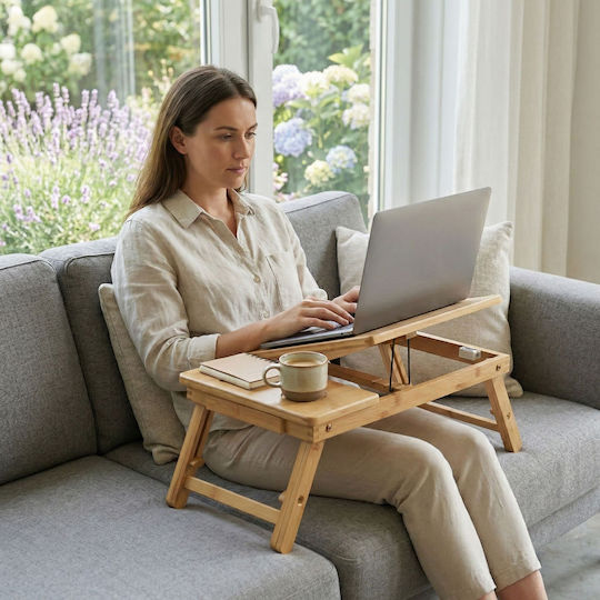Relaxdays Τραπεζάκι για Laptop έως 17.3" Μπεζ 10053035