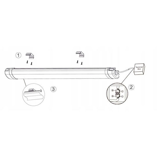 Orno LED Kommerzielle lineare Beleuchtung Leuchte Decke 36W Naturweiß IP65 128.2cm