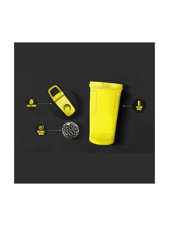 Hiro.Lab Shaker 500ml Yellow Black With Metal Mixing Ball BPA Free