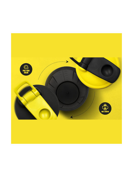 Hiro.Lab Shaker 500ml Yellow Black With Metal Mixing Ball BPA Free