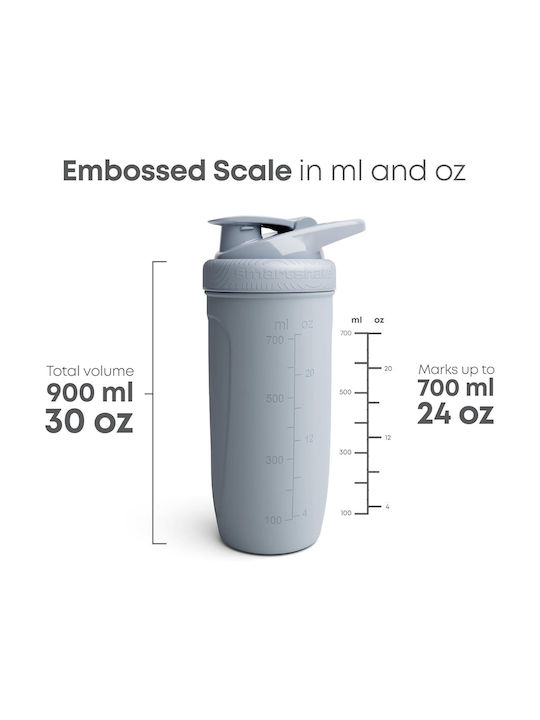 SmartShake Smart Reforce Shaker Proteine 900ml Oțel inoxidabil Gri