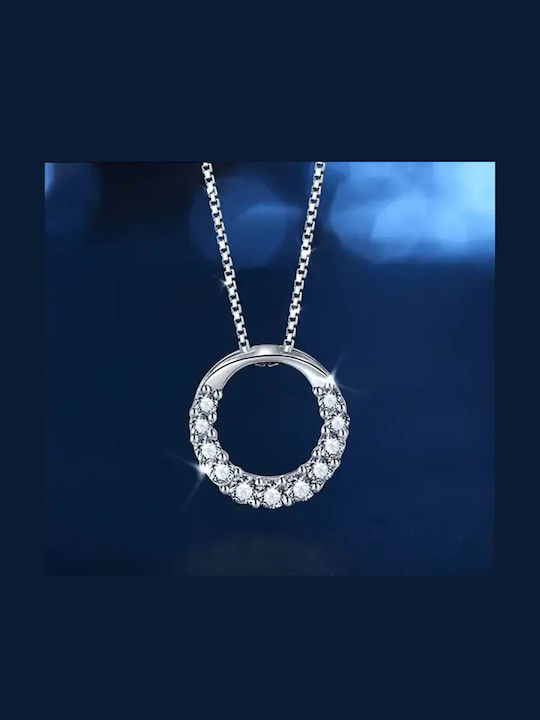 By Queen Ασημένιο Κολιέ 925 Crystal Circle Λευκά Ζιργκόν By Queen Ασημένιο Κολιέ 925 Crystal Circle Λευκά Ζιργκόν