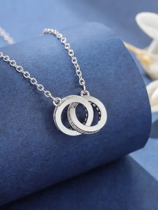 By Queen Ασημένιο Κολιέ 925 Eternal Circles Λευκά Ζιργκόν