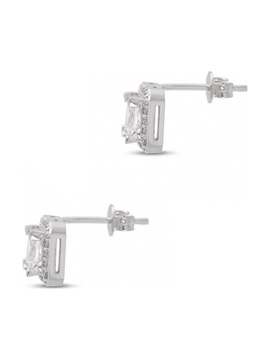 Earrings with White Stones 14 Karat White Gold Sk3964