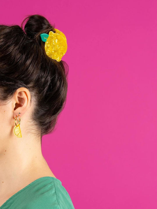Coucou Suzette Lemon Earrings Gold Plated Steel 0.3 Micron & Acetate Ø 3.9 Cm