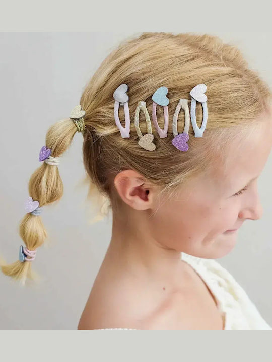 Mimi & Lula Mini Teeny Heart Kids Hair Clips Set with Bobby Pin / Hair Clip / Headband / Rubber Band Heart 5 Pieces