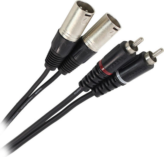 Καλώδιο 2x Rca Αρσενικό 2x Xlr Αρσενικό Μήκους 3 M Plugger