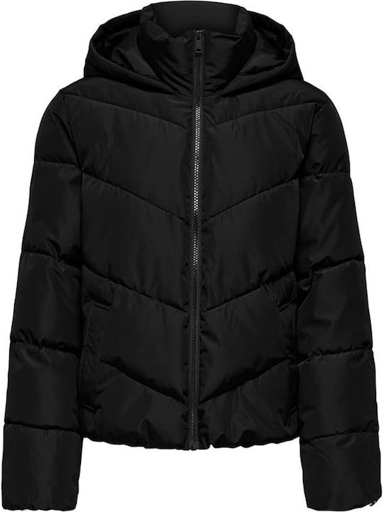 Късо Дамско Puffer Якето за Зима Черно