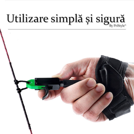 Declanșator pentru Arc Compound cu Curea de Încheietură, Clemă pentru D-Loop, Cap Rotativ la 360°, Revenire Automată, Trăgaci Reglabil, Curea de Încheietură Ajustabilă, pentru Vânătoare și Tir Sportiv, Negru PriStyle