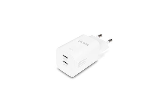 Dicota Зарядно устройство без кабел GaN с 2 USB-C порта 65 W Power Delivery бяло (D32184)