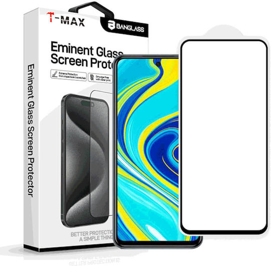 T-Max Пълно лепило Закалено стъкло за цялото лице Черен (Redmi Note 9S / 9 Pro / 9 Pro Max)