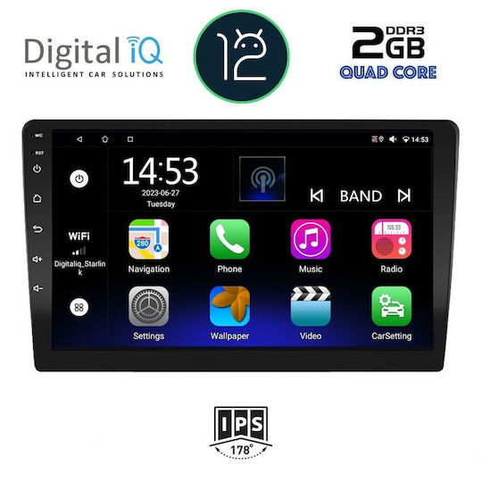 Digital IQ Ηχοσύστημα Αυτοκινήτου 2 DIN (Bluetooth/USB/WiFi/GPS/Apple-Carplay/Android-Auto) με Οθόνη Αφής 10.1"