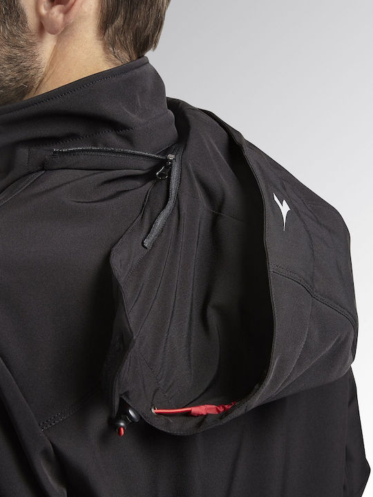Utility Diadora Μπουφάν Εργασίας Softshell με Αποσπώμενη Κουκούλα Μαύρο
