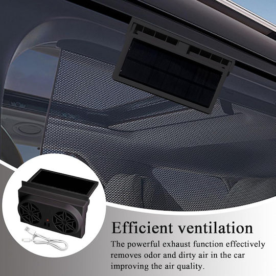 Ventilator de geam auto Portabil cu Încărcare Solară Design Ușor de Instalată Durabil Reduce Căldura și Promovează Circulația Aerului Ventilator de Evacuare cu Consum Redus de Energie Negru