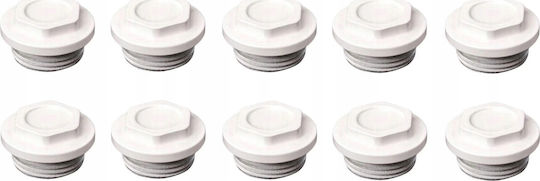 Hydroland Set Dopuri de Radiator Drepte 1" Albe Complete cu Ștuț din Oțel G.kb.1p