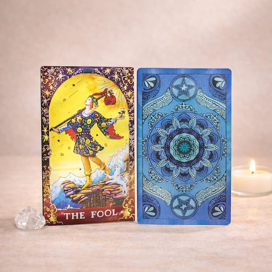 Authentic Tarot Cards Instructions for Use Blue Foil Mandala 78 Cards+Book