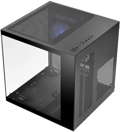 Mars Gaming MC-CUBE Gaming Midi Tower Computer Case with Side Window and RGB Lighting Black