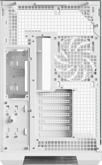V2-F Gaming Middle Tower Carcasă PC cu Panou Lateral și Iluminare RGB Alb