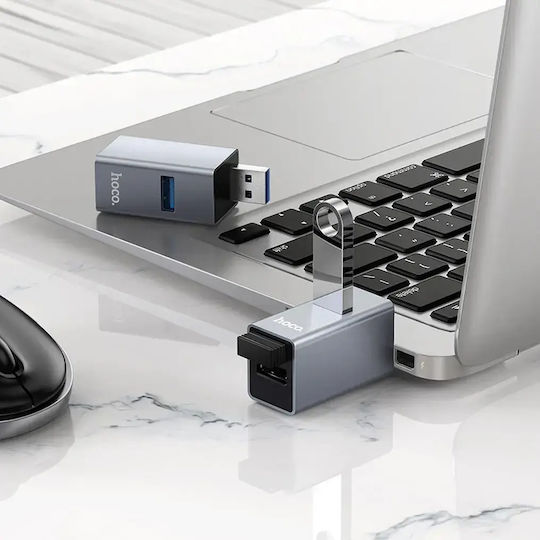 Hoco USB-Hub mit 3 Anschlüssen USB-A Grau