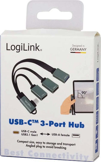 LogiLink Hub 3 Θυρών USB 3.0 με σύνδεση USB-C Πράσινο