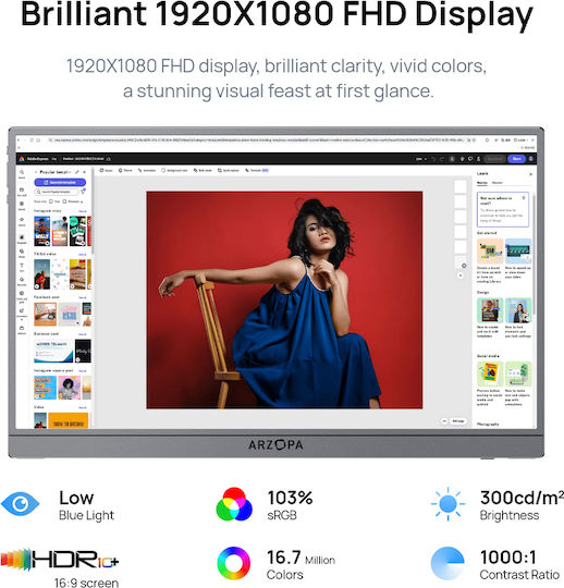 Z1C Plus IPS HDR Portable Monitor 17.3" FHD 1920x1080 Grey
