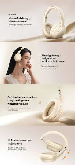 RB-100HB Wireless Bluetooth Over Ear Headphones with 8 Hours Playing Time Black