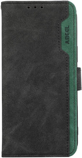 Abeel Xiaomi Redmi Note 15 Pro+ 5G Color Block Magnetic RFID Кожен Калъф-Книга С RFID Защита Черно-Зелен