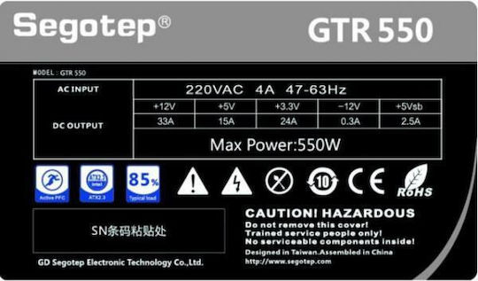 Segotep 550W Black Computer Power Supply Full Wired (GTR-550)