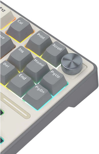 Royal Kludge S85 Ασύρματο Gaming Μηχανικό Πληκτρολόγιο Tenkeyless με Custom Brown διακόπτες και RGB φωτισμό (Αγγλικό US) Beige/Gray