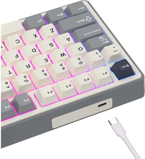 Royal Kludge S85 Ασύρματο Gaming Μηχανικό Πληκτρολόγιο Tenkeyless με Custom Brown διακόπτες και RGB φωτισμό (Αγγλικό US) Beige/Gray