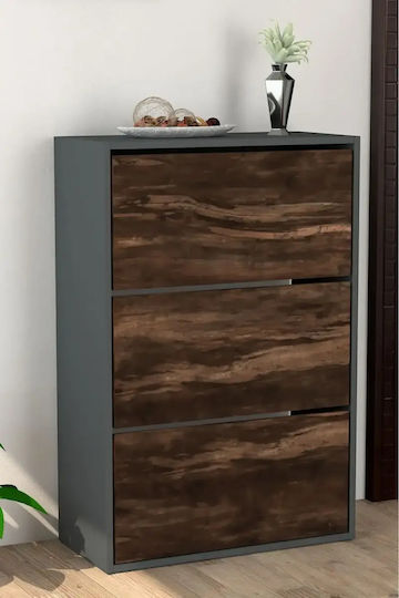 Дървен шкаф за обувки за ботуши/боти, кафяв, Д73.6 x Дълб.24 x В110 cm