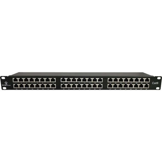 A-LAN Panou De Patch Ecranat Pentru Rack 1U 19" 48 Prize Cat6 Negru