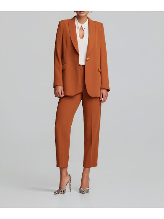 Women's Crepe Trousers in a Slim Fit Ginger