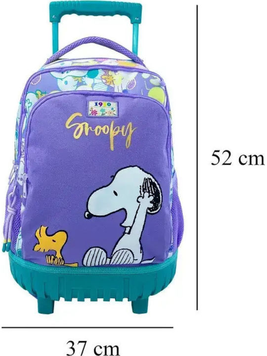 CyP Brands Σχολική Τσάντα Τρόλεϊ με Θήκη για Παγούρι Λιλά