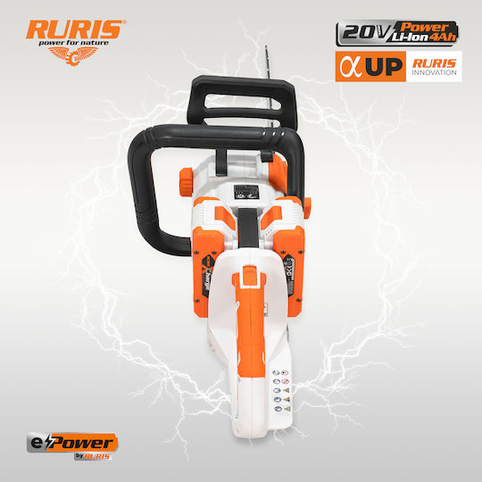 Ruris 2744e – Brushless Chainsaw 2x20v 40v 400 Mm Bar 25 M S 2 X 4ah Batteries Included