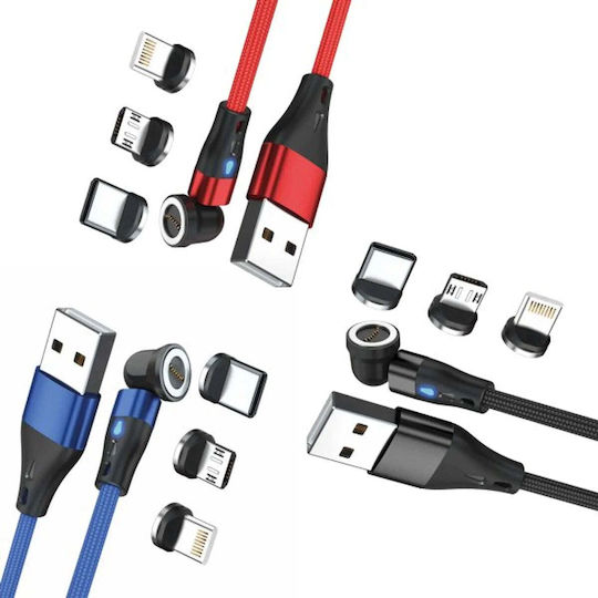 RealPower Магнитен USB към Lightning / Type-C / micro USB Кабел 1м (439647)