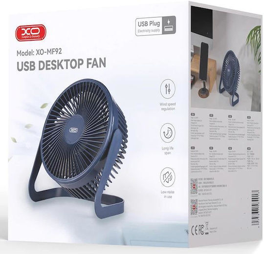 XO Mf92 Mini Klimaanlagen & Ventilatoren Büro Fan 8in USB Blau